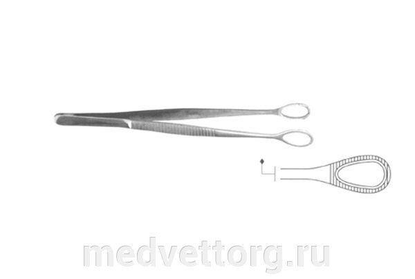 Пинцет для удержания опухоли головного мозга 210х17 (П-6) от компании "МедВетТорг" - фото 1