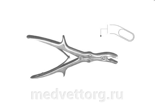 Щипцы костные шарнирные изогнутые по плоскости (Щ-96s) от компании "МедВетТорг" - фото 1