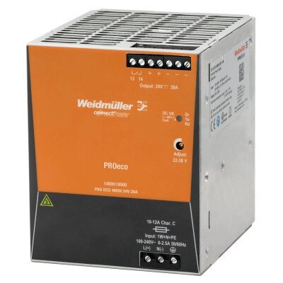 1469510000 источник питания регулируемый PRO ECO 480W 24V 20A Weidmueller от компании длягорелок.рф - фото 1