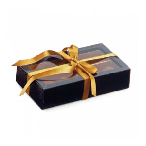 Коробка для шоколада с крышкой и разделителями, 14,5х7,5х3,5 см, черная, картон, 50 шт/уп, Garcia de