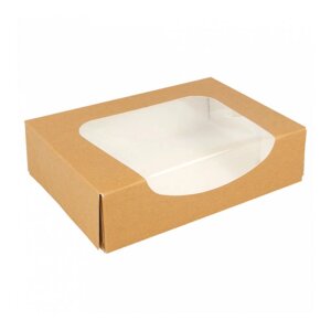 Коробка для суши/макарон с окном 17,5х12х4,5 см, натуральный, 50 шт/уп, бумага, Garcia de Pou