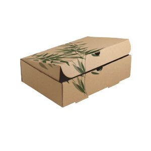 Коробка Feel Green для еды на вынос, 26х18х7 см, 1 штука. гофр. картон, Garcia de Pou Испания