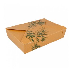 Ланч-бокс картонный Feel Green 19,7х14х4,6 см, СВЧ, 50 шт/уп, Garcia de Pou Испания
