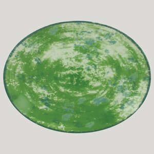 Тарелка RAK Porcelain Peppery овальная плоская 26х19 см, зеленый цвет