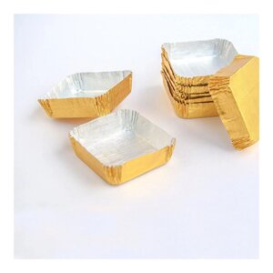 Тарталетка алюминиевая 5х5х1,5 см, золотая, 600 шт, Garcia de Pou Испания