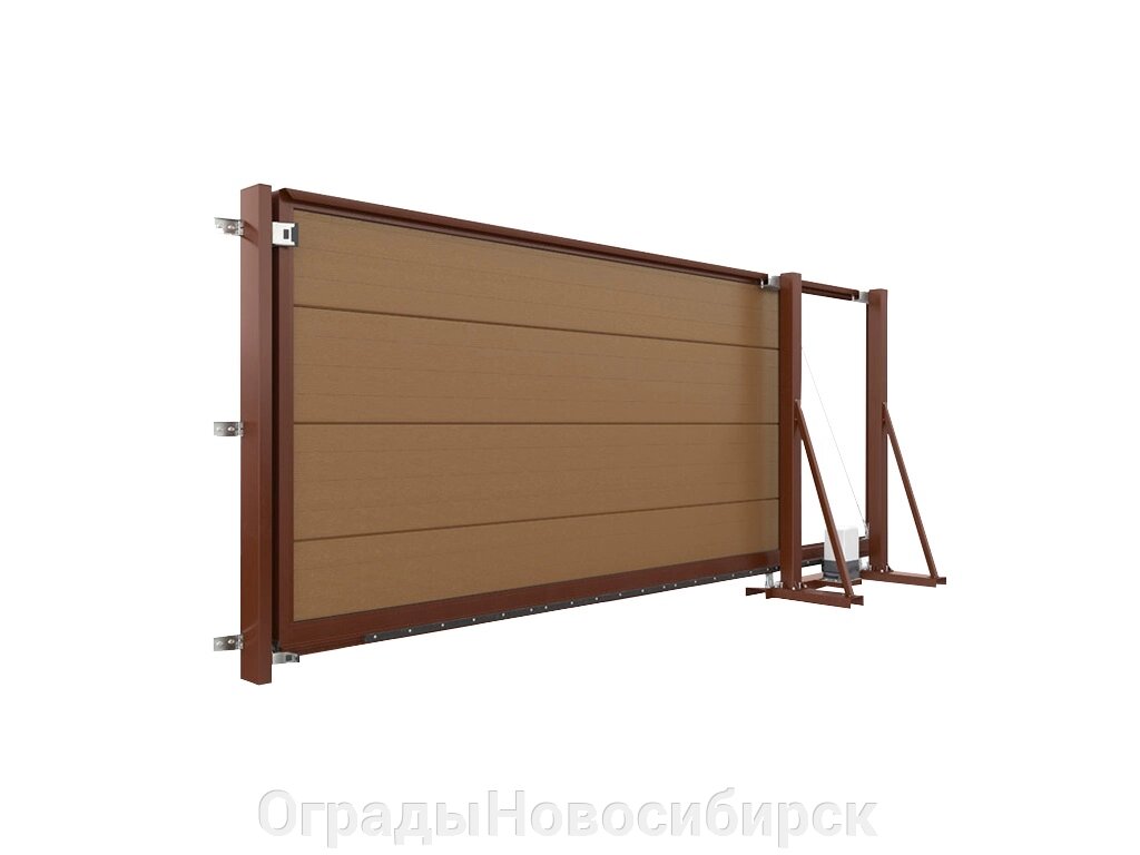 Ворота откатные с элементами ковки от компании ОградыНовосибирск - фото 1