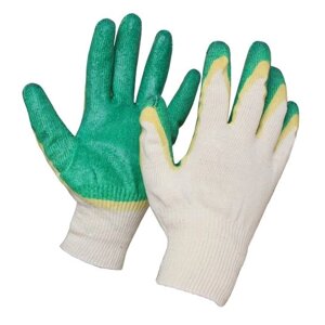 Перчатки рабочие 13 кл. двойной облив зеленые