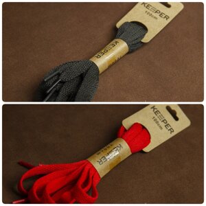 Шнурки Keeper (в упаковке) плоские 120 см 8 мм №15 красный