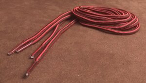 Шнурки круглые 2-х цветные "полоска" 4мм 120см красно-черный