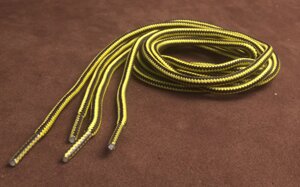 Шнурки круглые 2-х цветные "полоска" 4мм 120см черно-желтый