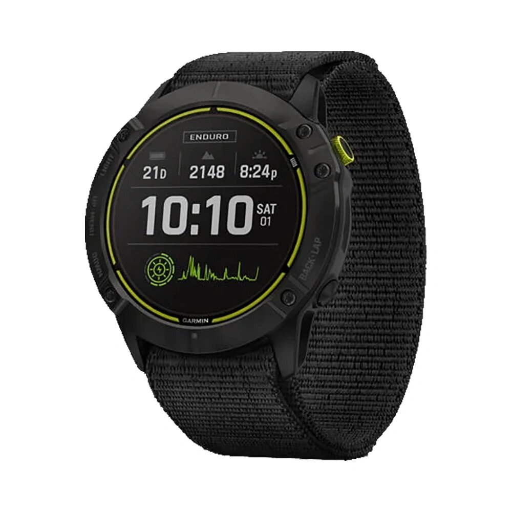 Часы Garmin Enduro титановый корпус с угольно-серым DLC-покрытием и черный нейлоновый ремешок UltraFit от компании АльПром - фото 1