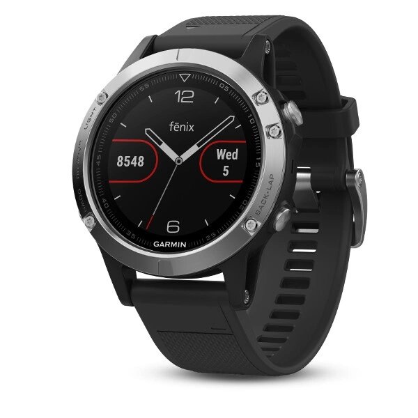 Часы Garmin Fenix 5 серебристые с черным ремешком от компании АльПром - фото 1