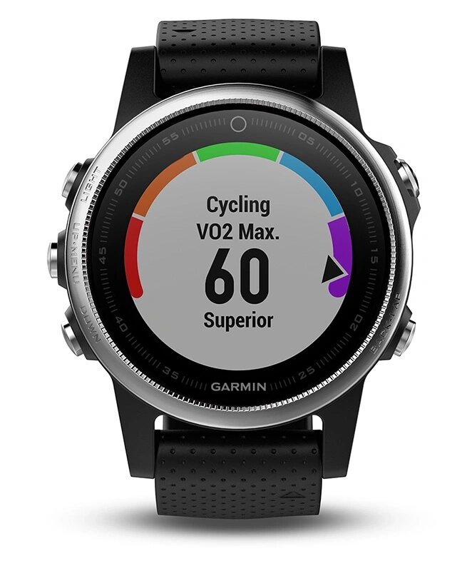 Часы Garmin Fenix 5S серебристые с черным ремешком от компании АльПром - фото 1