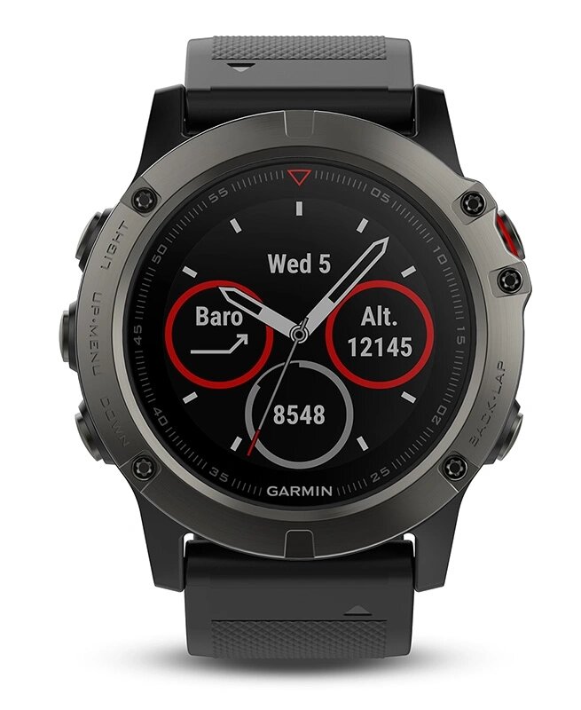 Часы Garmin Fenix 5X Sapphire серые с черным ремешком от компании АльПром - фото 1