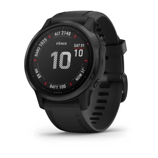 Часы Garmin Fenix 6S Pro черный с черным ремешком от компании АльПром - фото 1