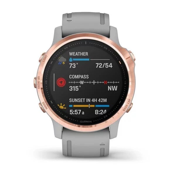 Часы Garmin Fenix 6S Sapphire розовое золото с серым ремешком от компании АльПром - фото 1