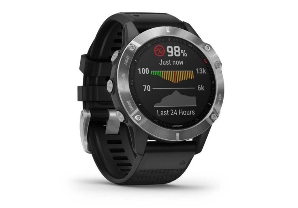 Часы Garmin Fenix 6S серебристые с черным ремешком от компании АльПром - фото 1