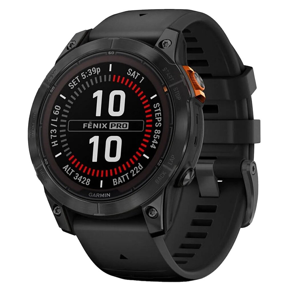 Часы Garmin Fenix 7 PRO Solar серый с черным ремешком от компании АльПром - фото 1