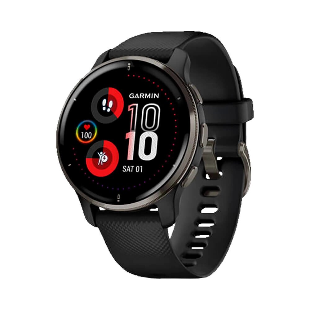 Часы Garmin Venu 2 Plus черные с серым безелем и силиконовым ремешком от компании АльПром - фото 1