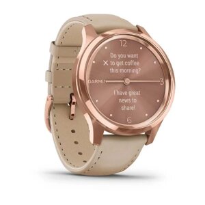 Часы Garmin Vivomove Luxe розовое золото со светло-песочным кожаным ремешком