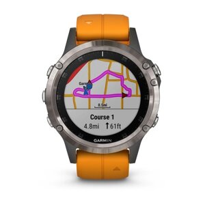 Часы Garmin Fenix 5 Plus Sapphire титановый с оранжевым ремешком Россия