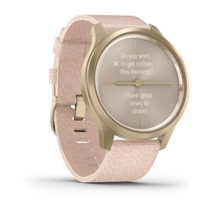 Часы Garmin Vivomove Style светло-золотистый с розовым плетеным нейлоновым ремешком