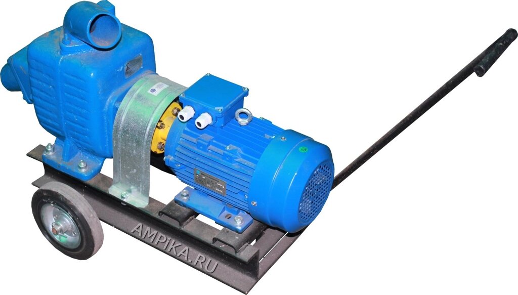Самовсасывающий дренажный насос АНС-60 с 5,5 кВт на тележке от компании АльПром - фото 1