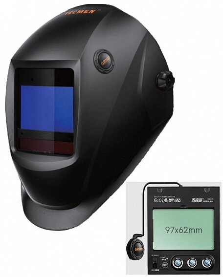 Сварочная маска с автоматическим светофильтром Tecmen ADF - 815S TM16 черная (внешн. кнопка зачистки от компании АльПром - фото 1