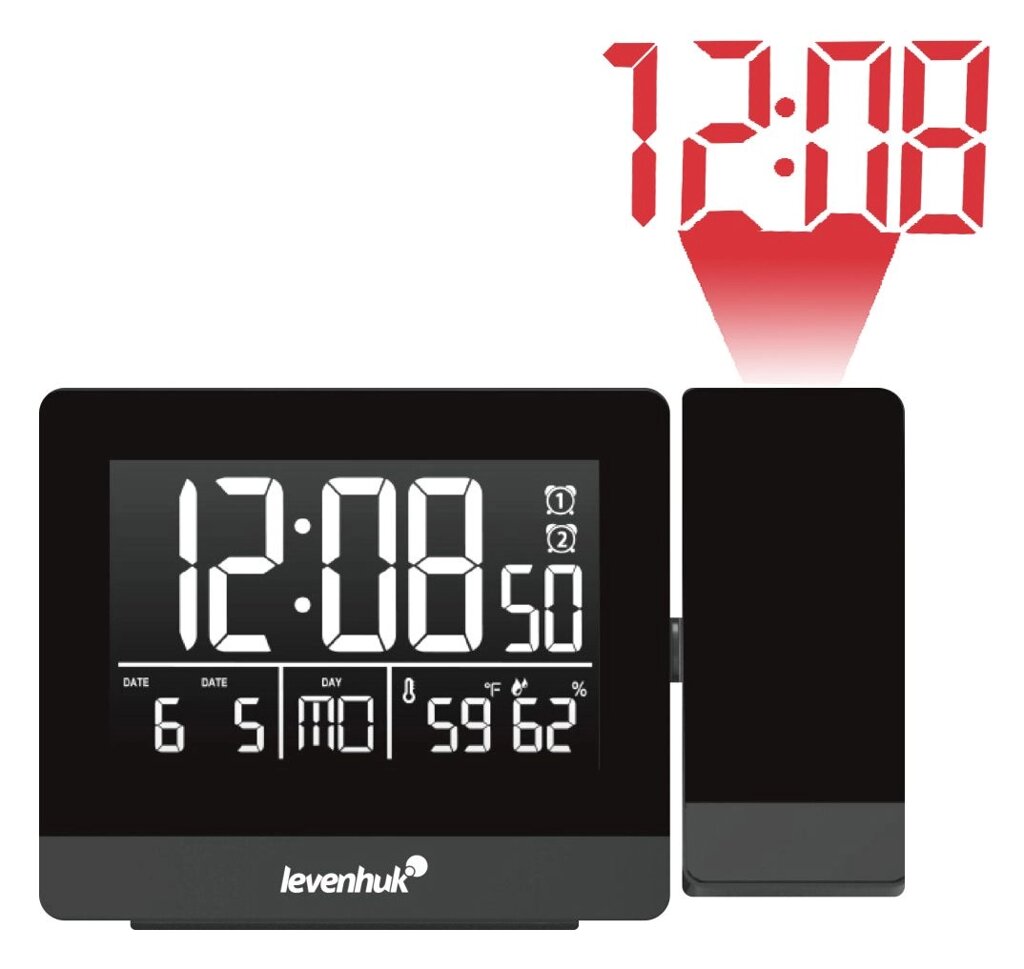Часы-термометр Levenhuk Wezzer BASE L70 с проектором от компании ООО "АССЕРВИС" лабораторное оборудование и весы по низким ценам. - фото 1