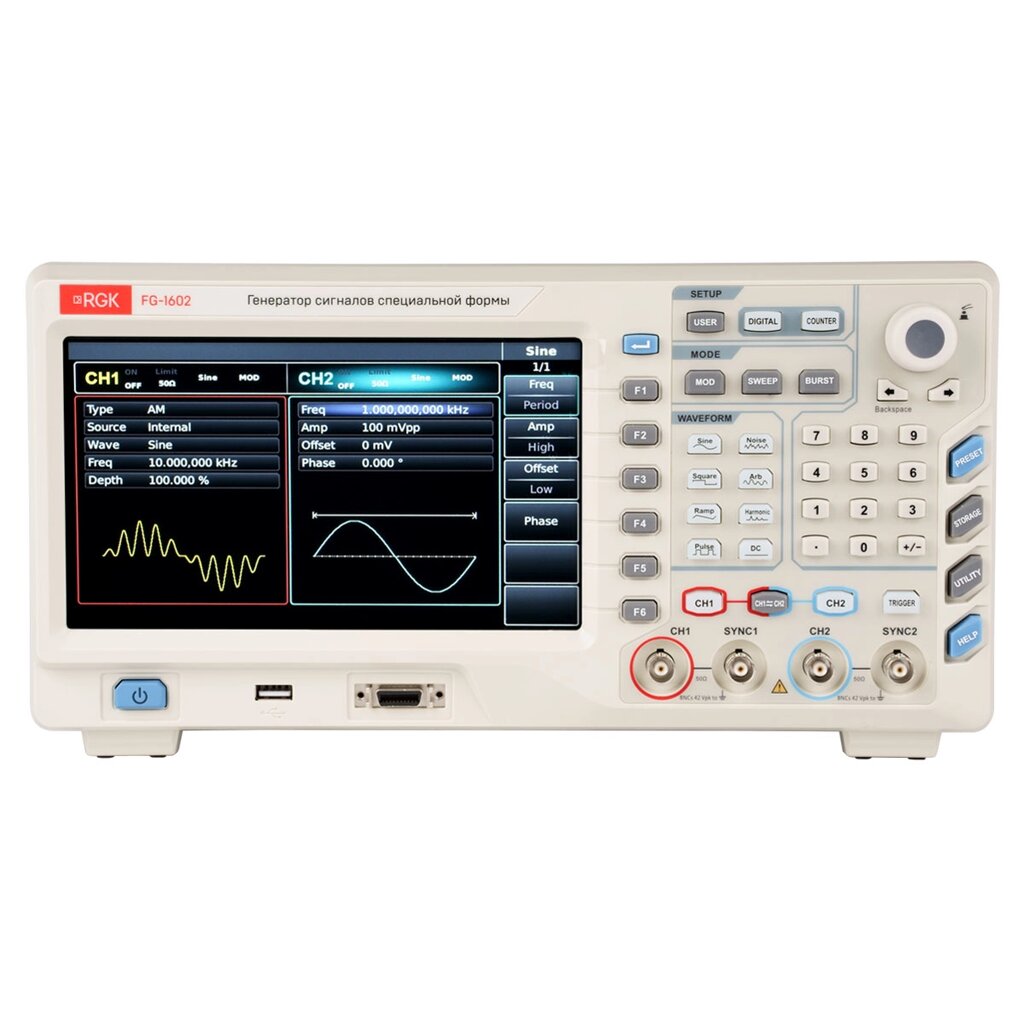 Генератор сигналов специальной формы RGK FG-1602 от компании ООО "АССЕРВИС" лабораторное оборудование и весы по низким ценам. - фото 1