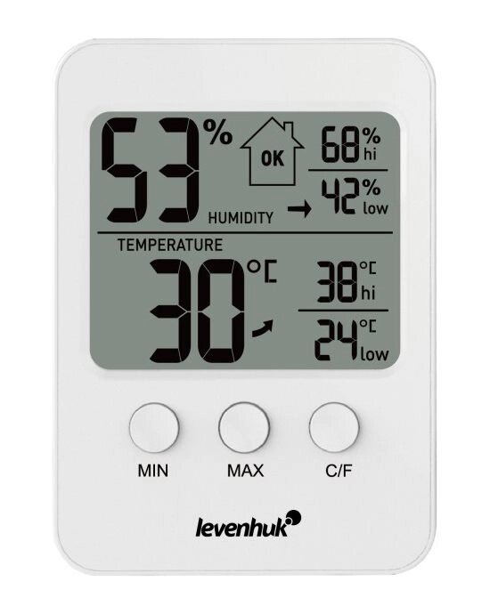 Термогигрометр Levenhuk Wezzer BASE L30, белый от компании ООО "АССЕРВИС" лабораторное оборудование и весы по низким ценам. - фото 1