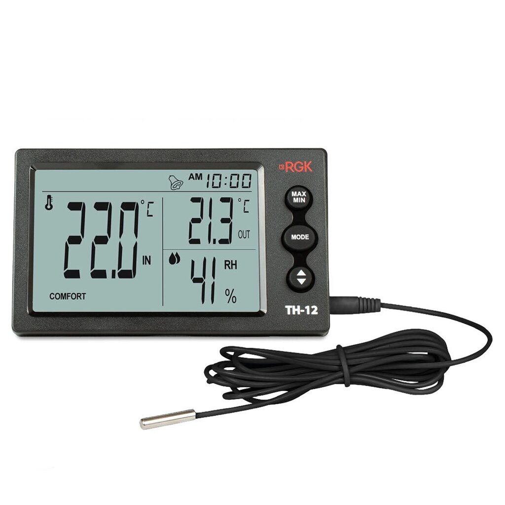 Термогигрометр RGK TH-12 с поверкой от компании ООО "АССЕРВИС" лабораторное оборудование и весы по низким ценам. - фото 1