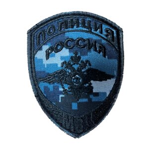Нашивка Полиция герб Н/О синяя точка (вышивка) липучка