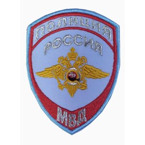Нашивка Полиция герб нов\обр на голуб. рубашку (вышивка)