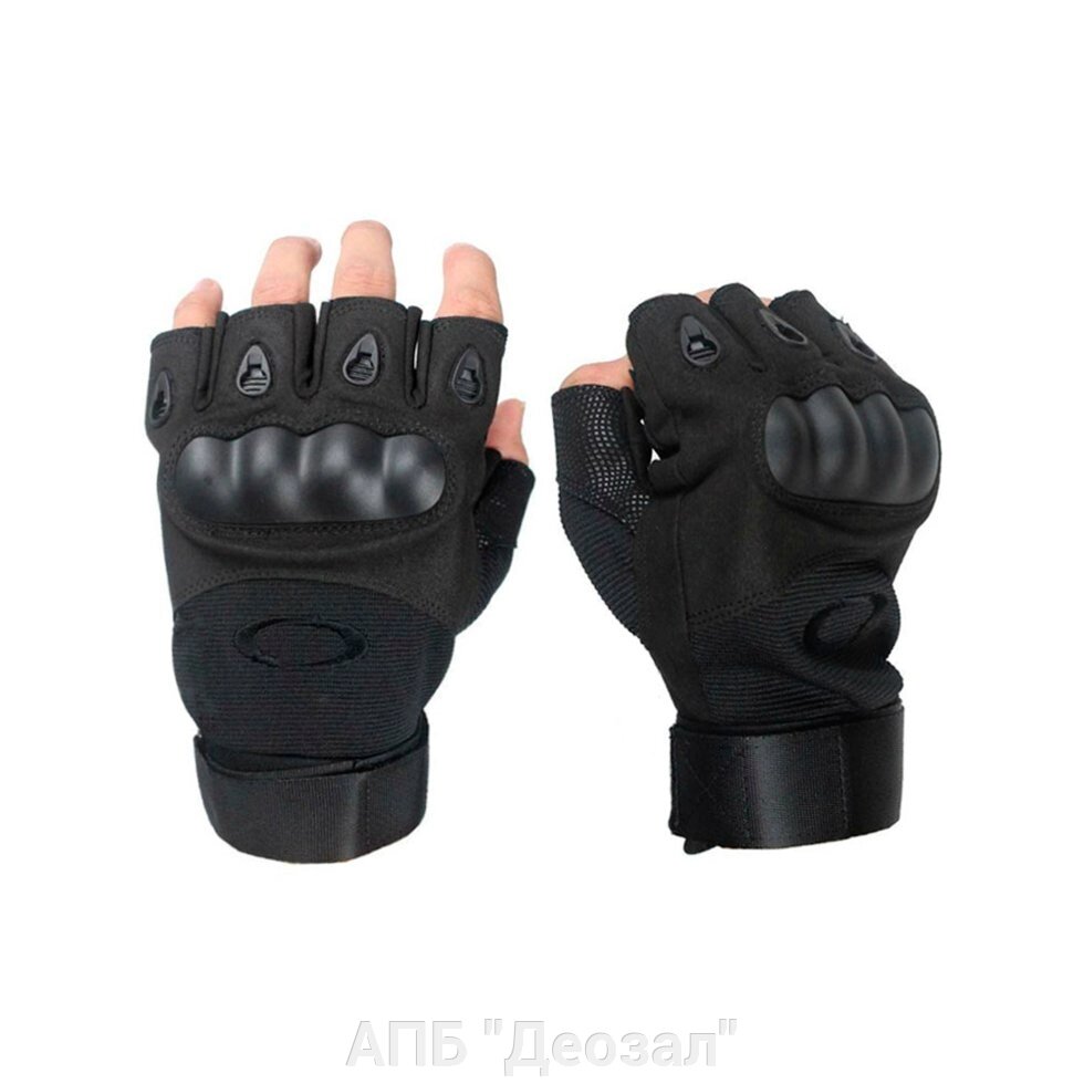 Перчатки тактические с накладками черные от компании АПБ "Деозал" - фото 1