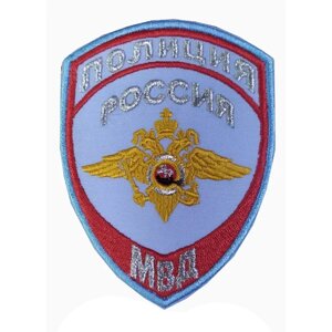 Нашивка Полиция герб нов/обр на голуб. рубашку вышивка (липучка)
