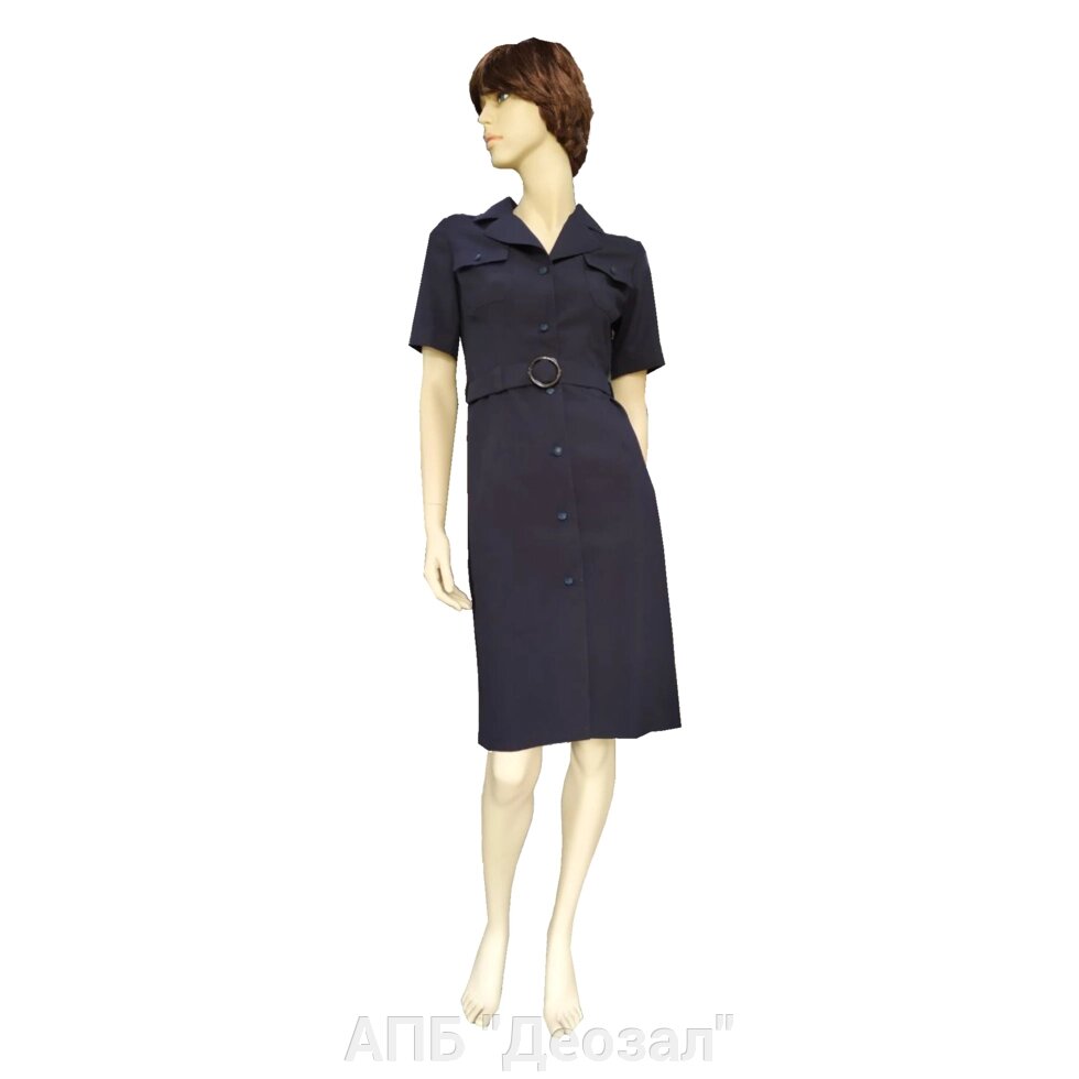 Платье модельное на пуговицах,  короткий рукав (ткань габардин) от компании АПБ "Деозал" - фото 1