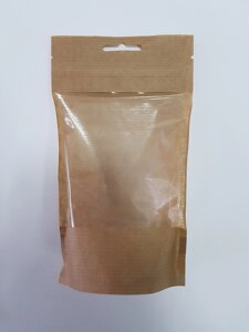 Бумажный пакет с замком 130*205+(30+30) мм с еврослотом и с окном 100 мм