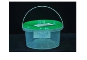 Прозрачное пластиковое ведро с зеленой крышкой 0,55 л.