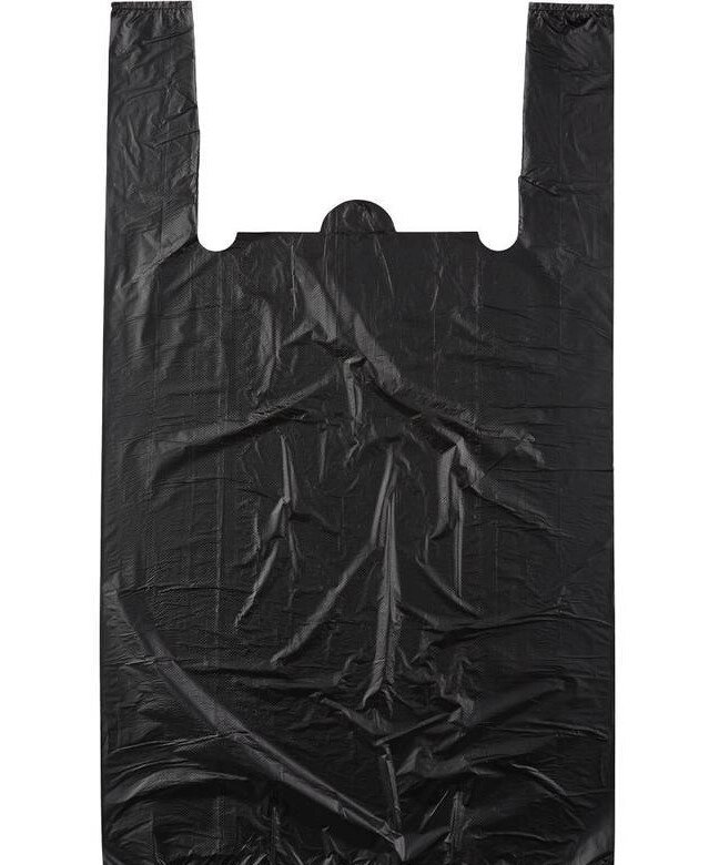 Пакет - майка 28х50, благодарим за покупку черные 9кг от компании LexxpacK - Магазин Упаковки - фото 1
