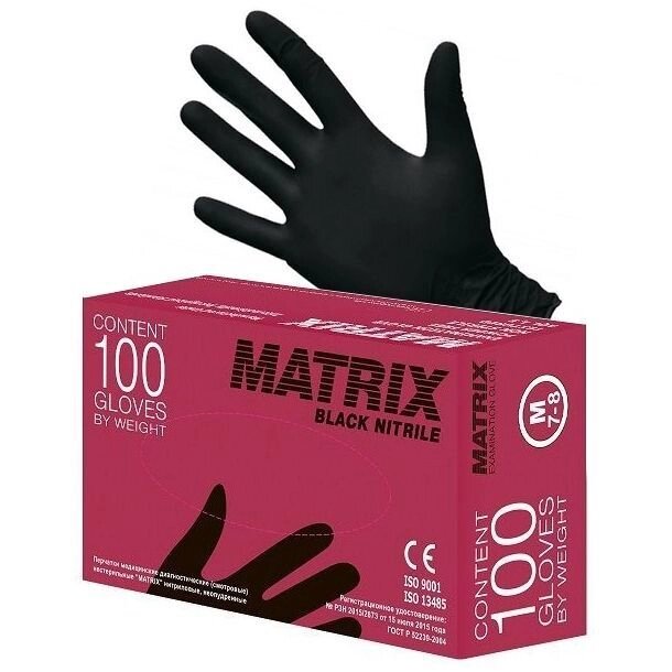 Перчатки медицинские нитриловые matrix Black (уп 100шт) от компании LexxpacK - Магазин Упаковки - фото 1
