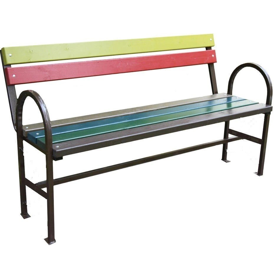 Садовые скамейки со спинкой цветная 1.5м собственного производства - фото