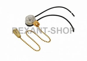REXANT Выключатель для настенного светильника c проводом и деревянным наконечником, gold (10/1000)