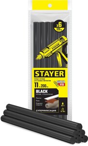 STAYER Black черные клеевые стержни, d 11 мм х 200 мм 6 шт. 125 г.
