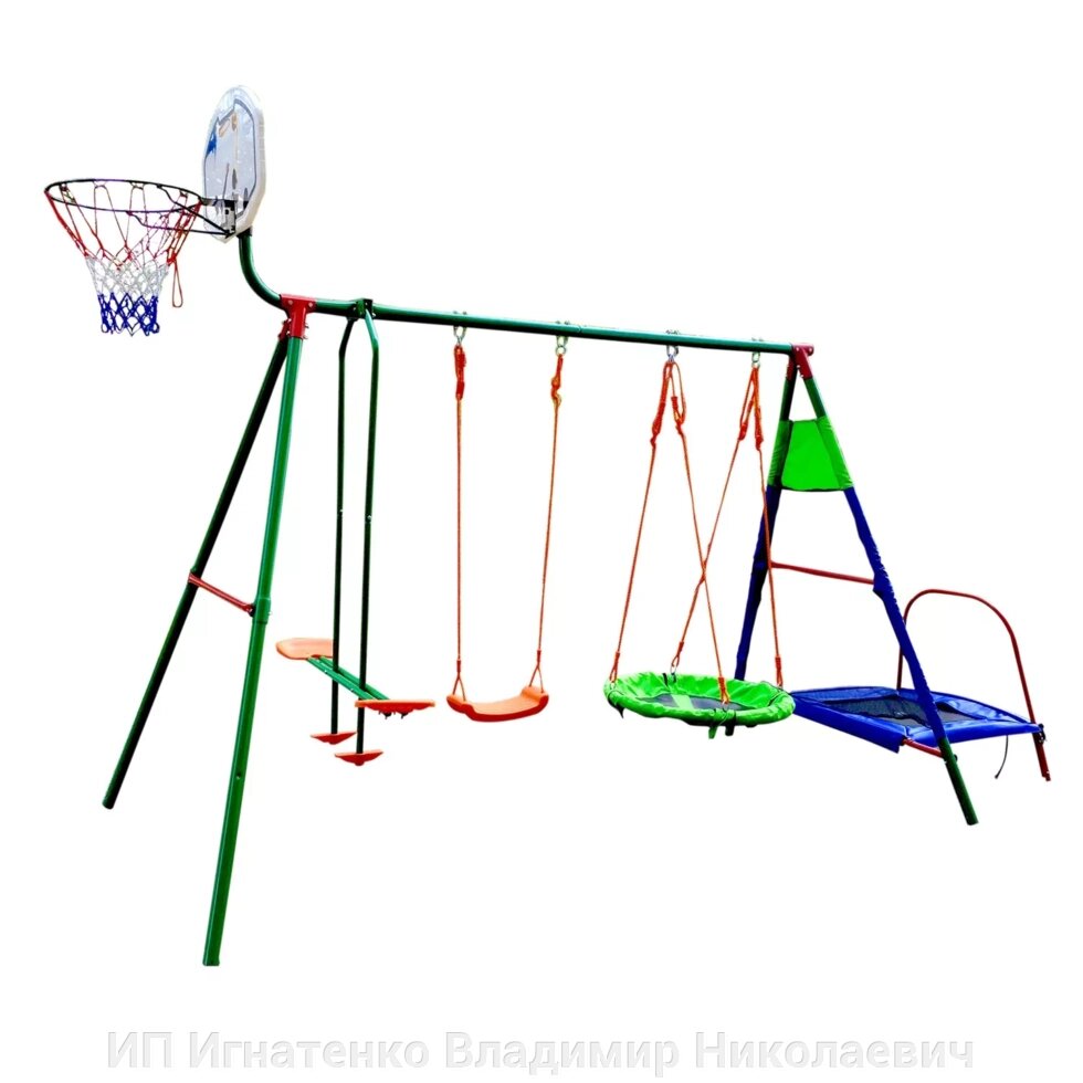Детский комплекс с батутом и баскетболом DFC MTB-01 (два короба) от компании ИП Игнатенко Владимир Николаевич - фото 1