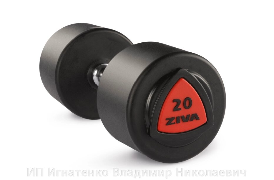 Гантель 34 кг ZIVA серии ZVO уретановое покрытие красная вставка от компании ИП Игнатенко Владимир Николаевич - фото 1