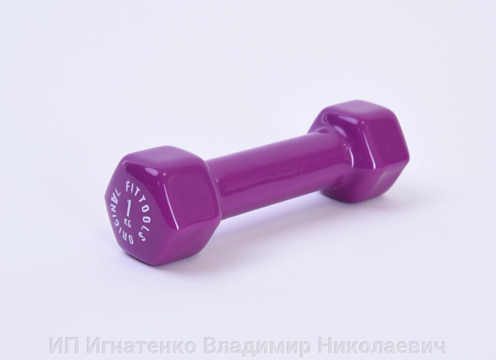 Гантель в виниловой оболочке 1 кг (Цвет - ярко пурпурный) от компании ИП Игнатенко Владимир Николаевич - фото 1