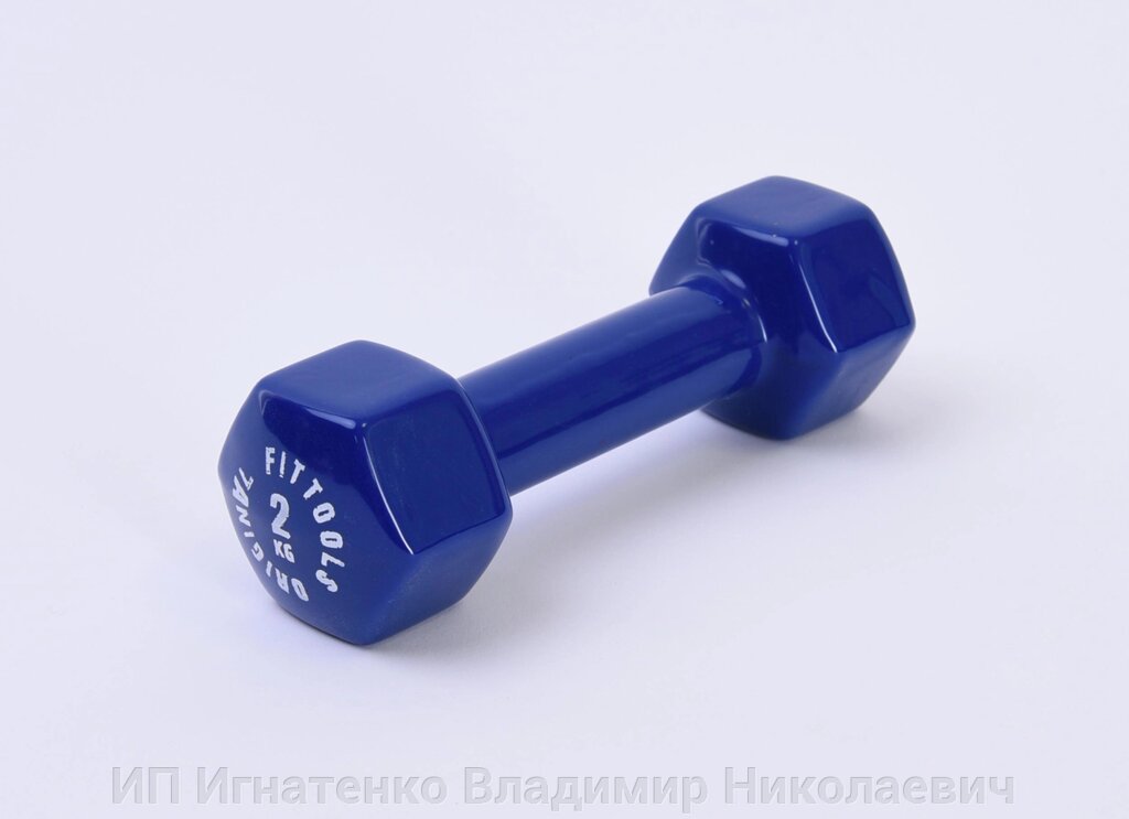 Гантель в виниловой оболочке 2 кг (Цвет - синий) от компании ИП Игнатенко Владимир Николаевич - фото 1