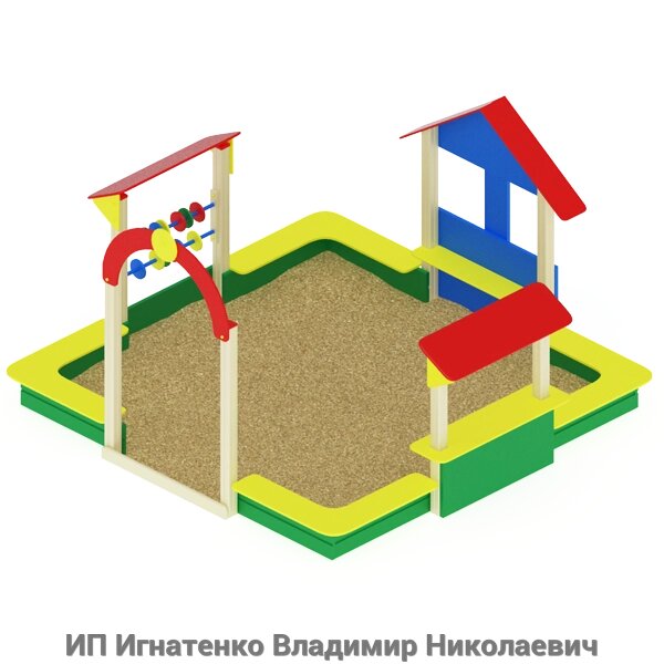 Игровое уличное оборудование Песочный дворик Теремок ИО 538 от компании ИП Игнатенко Владимир Николаевич - фото 1