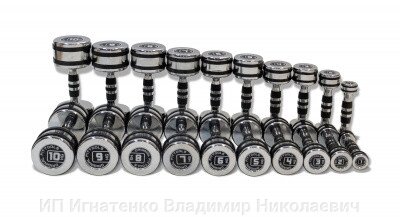 Набор гантелей хромированных 10 пар от 1 до 10 кг от компании ИП Игнатенко Владимир Николаевич - фото 1